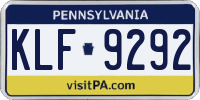 PA license plate KLF9292