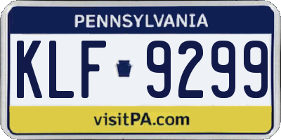 PA license plate KLF9299