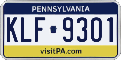 PA license plate KLF9301