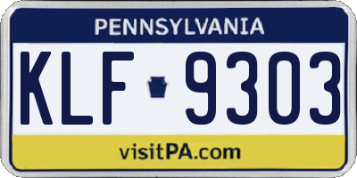 PA license plate KLF9303
