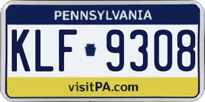 PA license plate KLF9308