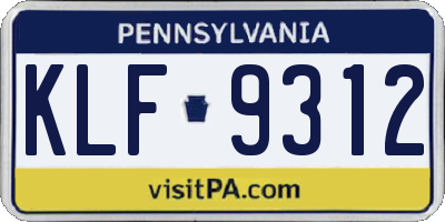 PA license plate KLF9312