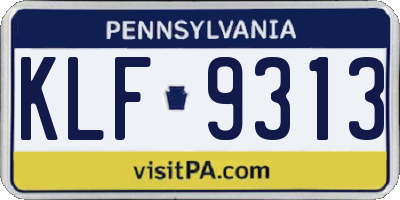 PA license plate KLF9313