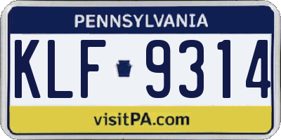 PA license plate KLF9314