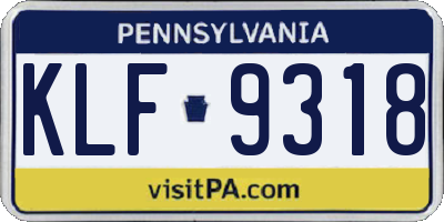 PA license plate KLF9318