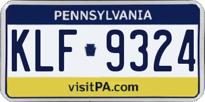 PA license plate KLF9324