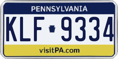 PA license plate KLF9334