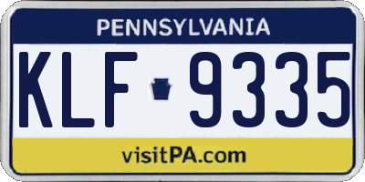 PA license plate KLF9335