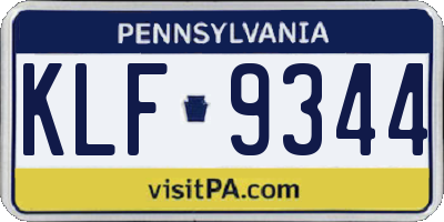 PA license plate KLF9344
