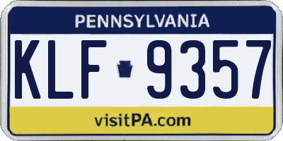 PA license plate KLF9357
