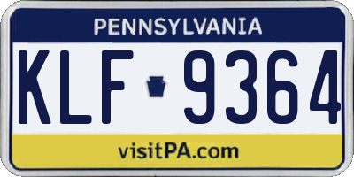 PA license plate KLF9364