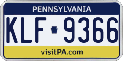 PA license plate KLF9366