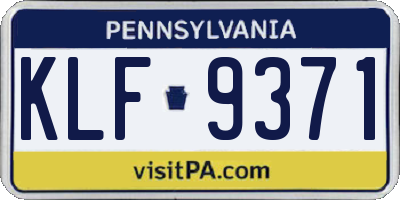 PA license plate KLF9371