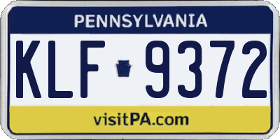 PA license plate KLF9372