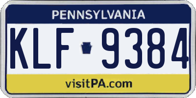 PA license plate KLF9384
