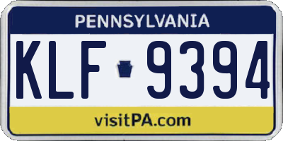 PA license plate KLF9394