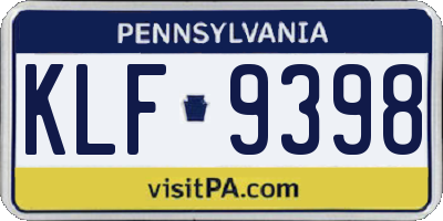 PA license plate KLF9398