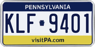 PA license plate KLF9401