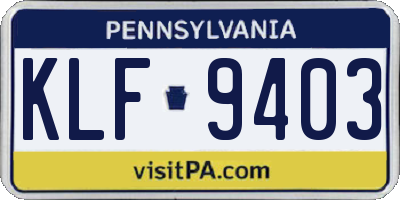 PA license plate KLF9403