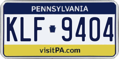 PA license plate KLF9404