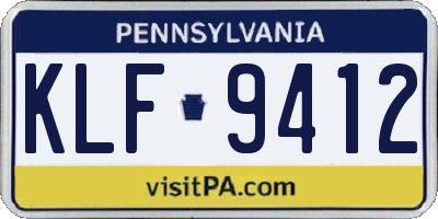 PA license plate KLF9412