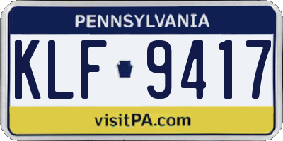 PA license plate KLF9417