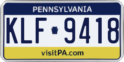 PA license plate KLF9418