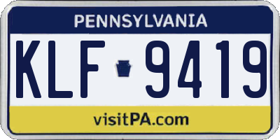 PA license plate KLF9419