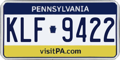PA license plate KLF9422