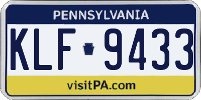 PA license plate KLF9433