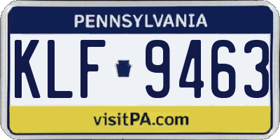 PA license plate KLF9463
