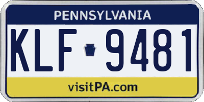 PA license plate KLF9481