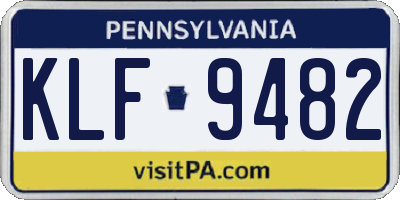 PA license plate KLF9482