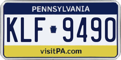 PA license plate KLF9490