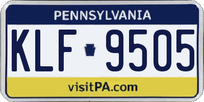PA license plate KLF9505