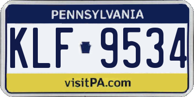 PA license plate KLF9534