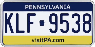 PA license plate KLF9538