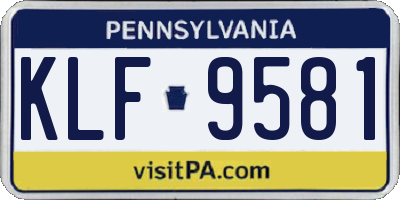 PA license plate KLF9581