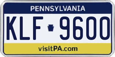 PA license plate KLF9600