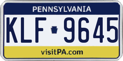 PA license plate KLF9645