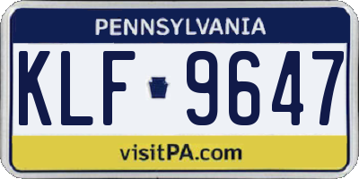 PA license plate KLF9647
