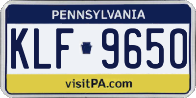 PA license plate KLF9650