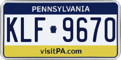 PA license plate KLF9670