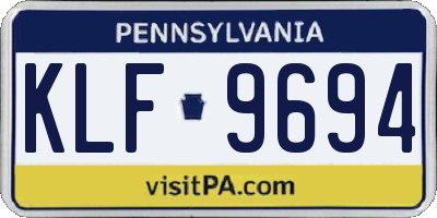 PA license plate KLF9694