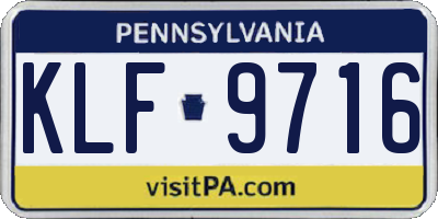 PA license plate KLF9716