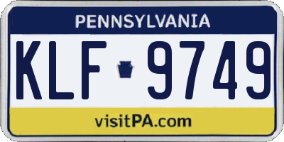 PA license plate KLF9749