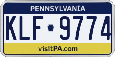 PA license plate KLF9774