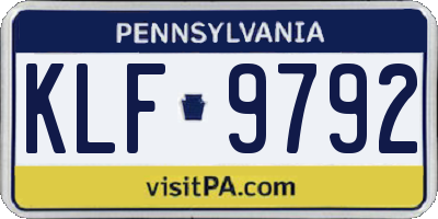 PA license plate KLF9792