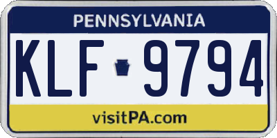 PA license plate KLF9794