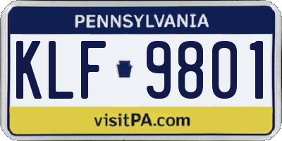 PA license plate KLF9801